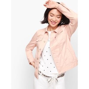 Talbots Classic Jean Jacket - Solid Ballerina Pink M Medium Denim Jacket